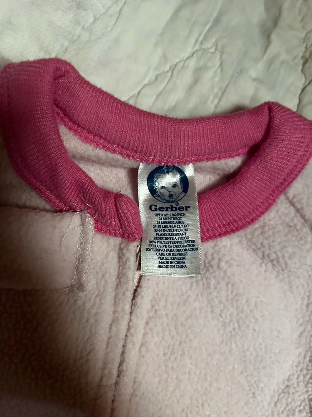 Gerber Pink Fleece Footed Pajama Sleeper Size 24 Months/2T